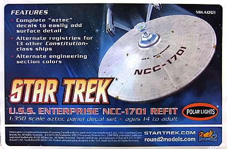 POLAR LIGHTS 1/350スケール STAR TREK U.S.S. ENTERPRISE NCC-1701A アズテックデカールセット