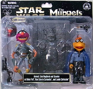 STAR WARS USA ディズニーテーマパーク限定 フィギュア THE MUPPETS 2PACK ANIMAL , LINK HOGTHROB AND SCOOTER AS BOBA FETT , HAN SOLO IN CARBONITE , AND LANDO CALRISSIAN