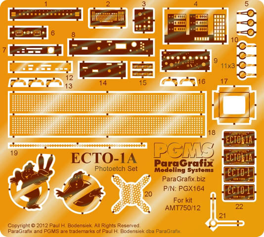 PARAGRAFIX ポーラライツ / AMT 1/25スケール ゴーストバスターズ ECTO-1A用エッチングパーツ&amp;デカールセット / PGX164