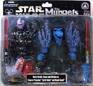 STAR WARS USA ディズニーテーマパーク限定 フィギュア THE MUPPETS 3PACK UNCLE DEADLY , GONZO AND CHICKEN AS EMPEROR PALPATINE , DARTH VADER AND ROYAL GUARD