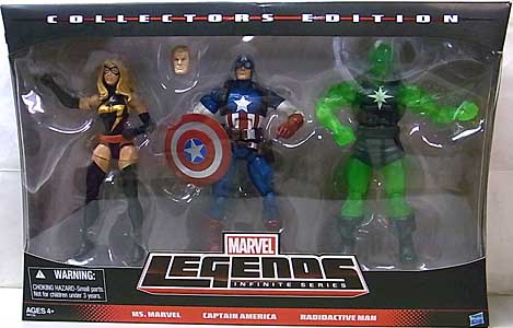 HASBRO MARVEL LEGENDS 2014 INFINITE SERIES 3PACK MS. MARVEL & CAPTAIN AMERICA & RADIOACTIVE MAN