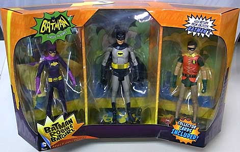 MATTEL BATMAN CLASSIC TV SERIES 6インチアクションフィギュア 3PACK BATMAN、ROBIN、BATGIRL パッケージ傷み特価