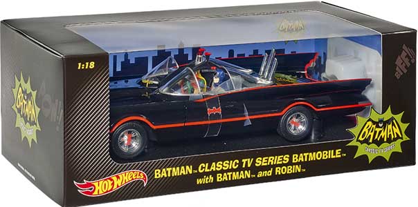 MATTEL HOT WHEELS 1/18スケール HERITAGE BATMAN CLASSIC TV SERIES BATMOBILE WITH BATMAN AND ROBIN