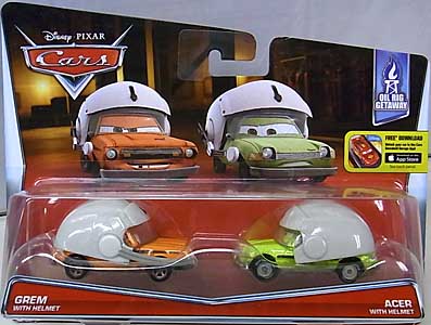 MATTEL CARS 2016 2PACK GREM WITH HELMET & ACER WITH HELMET 台紙傷み特価