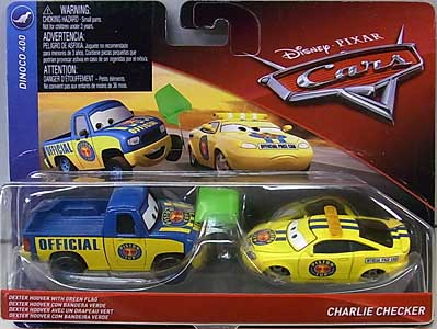 MATTEL CARS 2018 2PACK DEXTER HOOVER WITH GREEN FLAG & CHARLIE CHECKER 台紙傷み特価