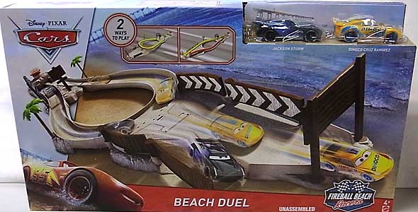 MATTEL CARS 2018 FIREBALL BEACH RACERS PLAYSET BEACH DUEL TRACK SET パッケージ傷み特価