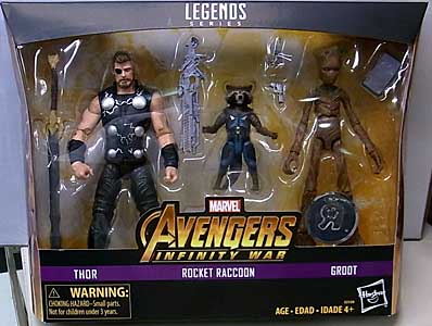 HASBRO MARVEL LEGENDS 2018 3PACK 映画版 AVENGERS: INFINITY WAR THOR &amp; ROCKET RACCOON &amp; GROOT パッケージ傷み特価