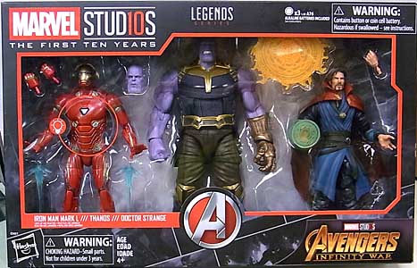 HASBRO MARVEL STUDIOS: THE FIRST TEN YEARS 映画版 AVENGERS: INFINITY WAR IRON MAN MARK L & THANOS & DOCTOR STRANGE 3PACK パッケージ傷み特価