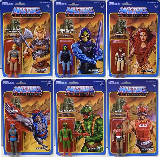 SUPER 7 REACTION FIGURES 3.75インチアクションフィギュア MASTERS OF THE UNIVERSE WAVE 3 6種セット 台紙傷み特価