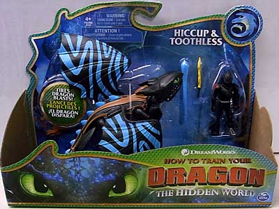 SPIN MASTER HOW TO TRAIN YOUR DRAGON: THE HIDDEN WORLD DRAGON WITH ARMORED VIKING FIGURE [HICCUP & TOOTHLESS WITH ALPHA BLUE MARKS] パッケージ傷み特価