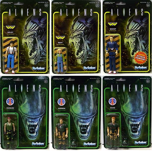 SUPER 7 REACTION FIGURES 3.75インチアクションフィギュア ALIENS HUMANS 6種セット