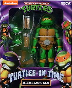 パッケージ傷み特価 NECA TEENAGE MUTANT NINJA TURTLES TURTLES IN TIME 7インチアクションフィギュア シリーズ2 MICHELANGELO