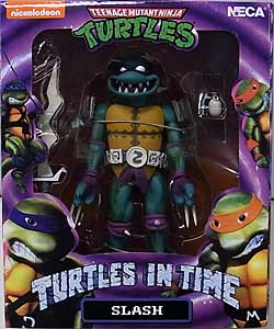 NECA TEENAGE MUTANT NINJA TURTLES TURTLES IN TIME 7インチアクションフィギュア シリーズ1 SLASH パッケージ傷み特価