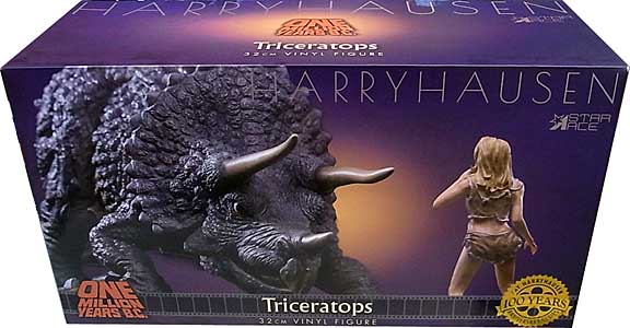 STAR ACE ONE MILLION YEARS B.C. TRICERATOPS & CAVEGIRL SOFT VINYL STATUE