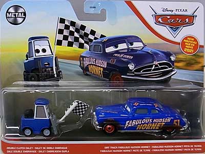 MATTEL CARS 2021 2PACK DOUBLE CLUTCH DALEY & DIRT TRACK FABULOUS HUDSON HORNET