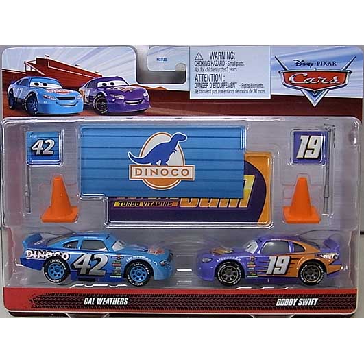 MATTEL CARS 2022 2PACK WITH SIGN CAL WEATHERS & BOBBY SWIFT