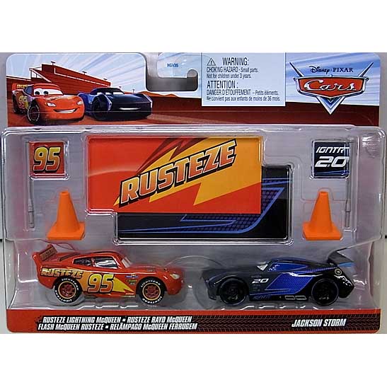 MATTEL CARS 2022 2PACK WITH SIGN RUSTEZE LIGHTNING McQUEEN & JACKSON STORM