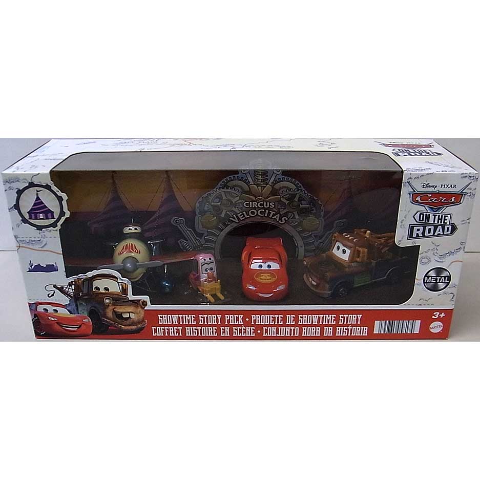 パッケージ傷み特価 MATTEL CARS ON THE ROAD 4PACK SHOWTIME STORY PACK