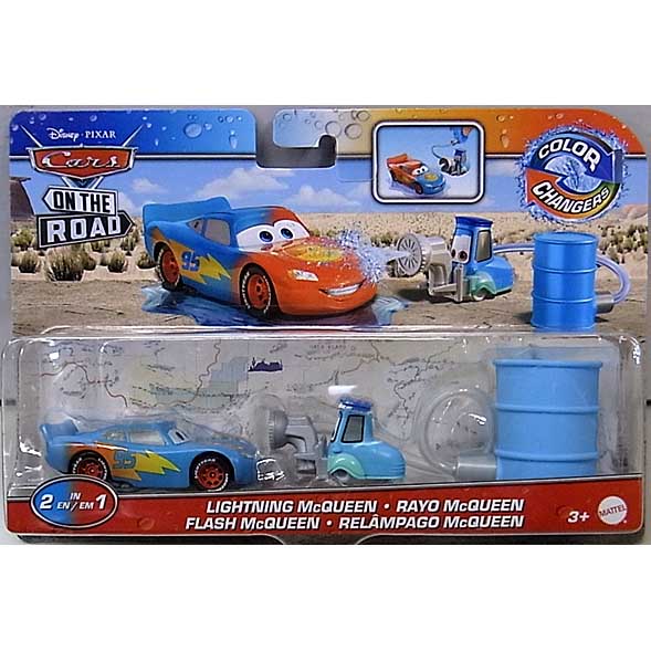 MATTEL CARS ON THE ROAD COLOR CHANGERS 2PACK LIGHTNING McQUEEN & GUIDO