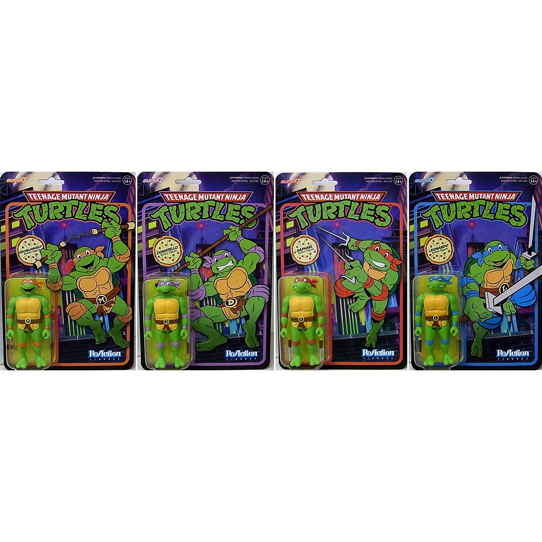 SUPER 7 REACTION FIGURES 3.75インチアクションフィギュア TEENAGE MUTANT NINJA TURTLES WAVE 7 4種セット