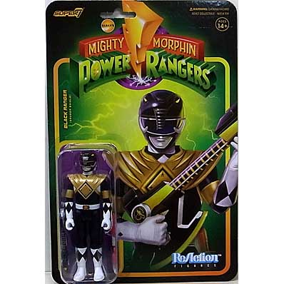 SUPER 7 REACTION FIGURES 3.75インチアクションフィギュア MIGHTY MORPHIN POWER RANGERS WAVE 4 BLACK RANGER [DRAGON SHIELD]