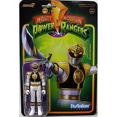 台紙傷み特価 SUPER 7 REACTION FIGURES 3.75インチアクションフィギュア MIGHTY MORPHIN POWER RANGERS WAVE 4 WHITE RANGER