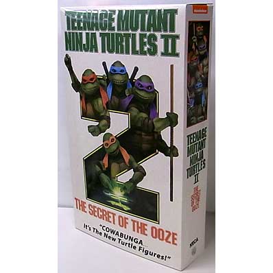 NECA TEENAGE MUTANT NINJA TURTLES II: SECRET OF THE OOZE TURTLES 4PACK IN VHS PACKAGING