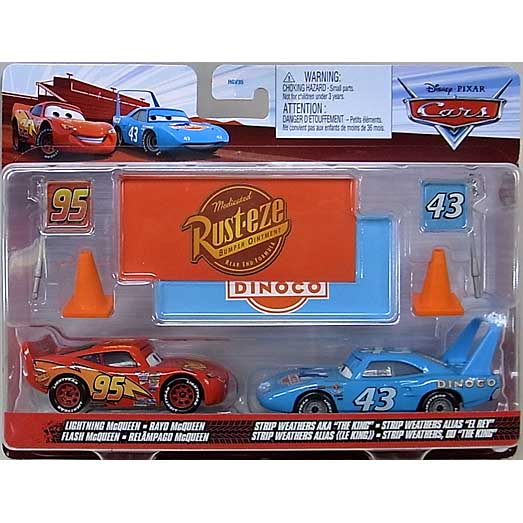 MATTEL CARS 2023 2PACK WITH SIGN LIGHTNING McQUEEN & STRIP WEATHERS AKA THE KING