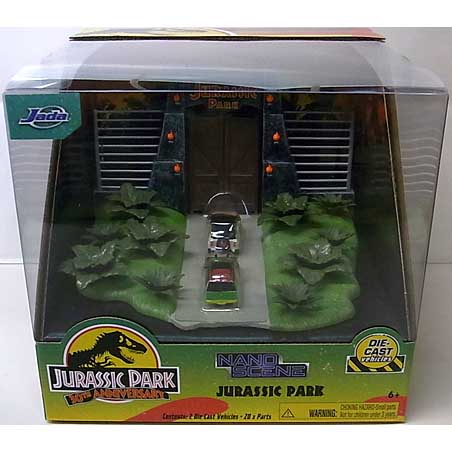 パッケージ傷み特価 JADA TOYS NANO SCENE JURASSIC PARK 30TH ANNIVERSARY VEHICLE AND DIORAMA