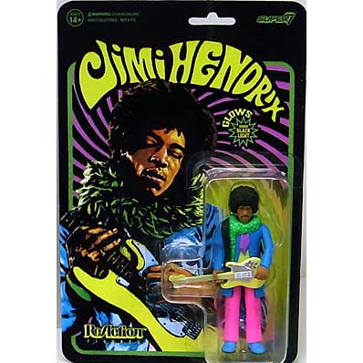 SUPER 7 REACTION FIGURES 3.75インチアクションフィギュア JIMI HENDRIX BLACKLIGHT [ARE YOU EXPERIENCED] FLOCKED CARD