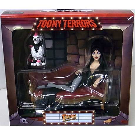 NECA TOONY TERRORS ELVIRA: MISTRESS OF THE DARK ELVIRA ON COUCH