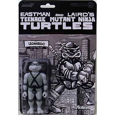 SUPER 7 REACTION FIGURES 3.75インチアクションフィギュア TEENAGE MUTANT NINJA TURTLES WAVE 9 LEONARDO (COMIC GREYSCALE)