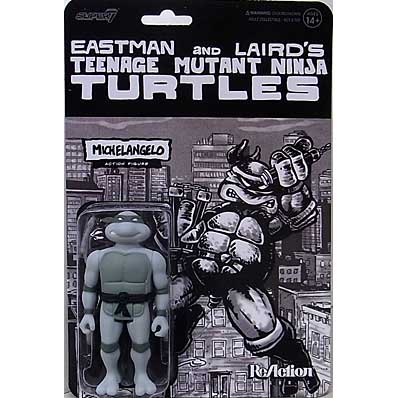 SUPER 7 REACTION FIGURES 3.75インチアクションフィギュア TEENAGE MUTANT NINJA TURTLES WAVE 9 MICHELANGELO (COMIC GREYSCALE)