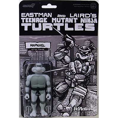 SUPER 7 REACTION FIGURES 3.75インチアクションフィギュア TEENAGE MUTANT NINJA TURTLES WAVE 9 RAPHAEL (COMIC GREYSCALE)