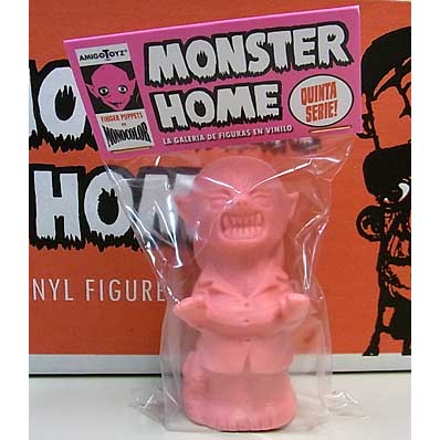 AMIGO TOYZ MONSTER HOME FINGER PUPPETS SIZE MONOCOLOR VINYL FIGURE SERIES 5 MUJER LOBO [PINK]