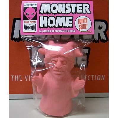 AMIGO TOYZ MONSTER HOME FINGER PUPPETS SIZE MONOCOLOR VINYL FIGURE SERIES 5 SACERDOTE DIABOLICO [PINK]