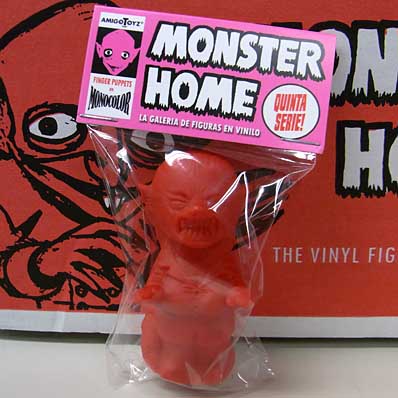 AMIGO TOYZ MONSTER HOME FINGER PUPPETS SIZE MONOCOLOR VINYL FIGURE SERIES 5 MUJER LOBO [RED]